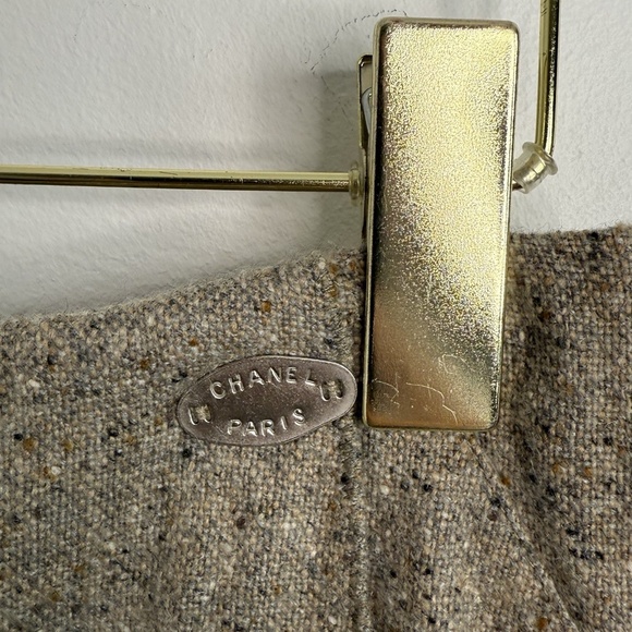 CHANEL Pencil Skirt Beige Knee Length Size 38 100% Cashmere Designer Classic - Picture 7 of 13